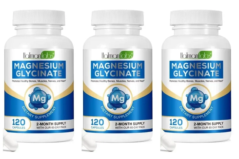 Magnesium Glycinate Capsules with 208mg Elemental Bisglycinate for Healthy Bone Muscle & Nerve Support Adults 120 Capsules