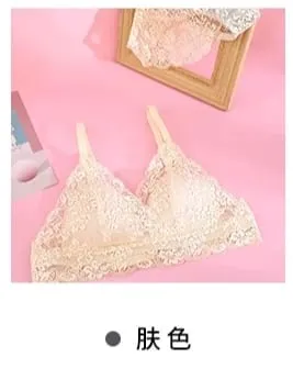 Γαλλικό καλοκαιρινό Bralette - Ασύρματο σουτιέν Push-Up για μικρό στήθος εξαιρετικά λεπτό τριγωνικό κύπελλο & σέξι σετ εσωρούχων & σέξι Tushy