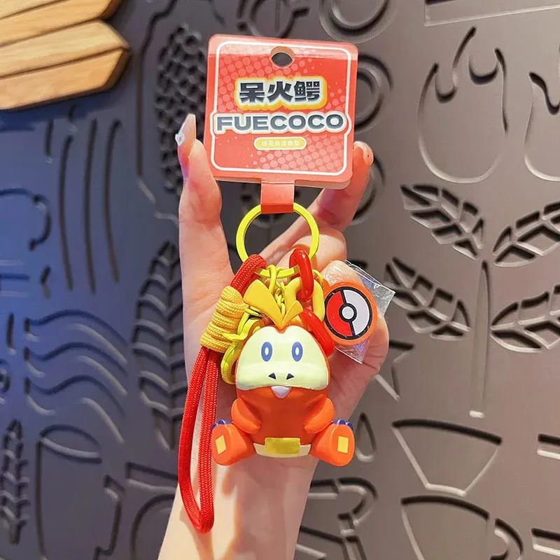 Genuine Pokemon Keychain Pikachu Gengar Sylveon Sprigatito Quaxly Fuecoco Anime Action Figure Toy Keyring Fragrance Pendant