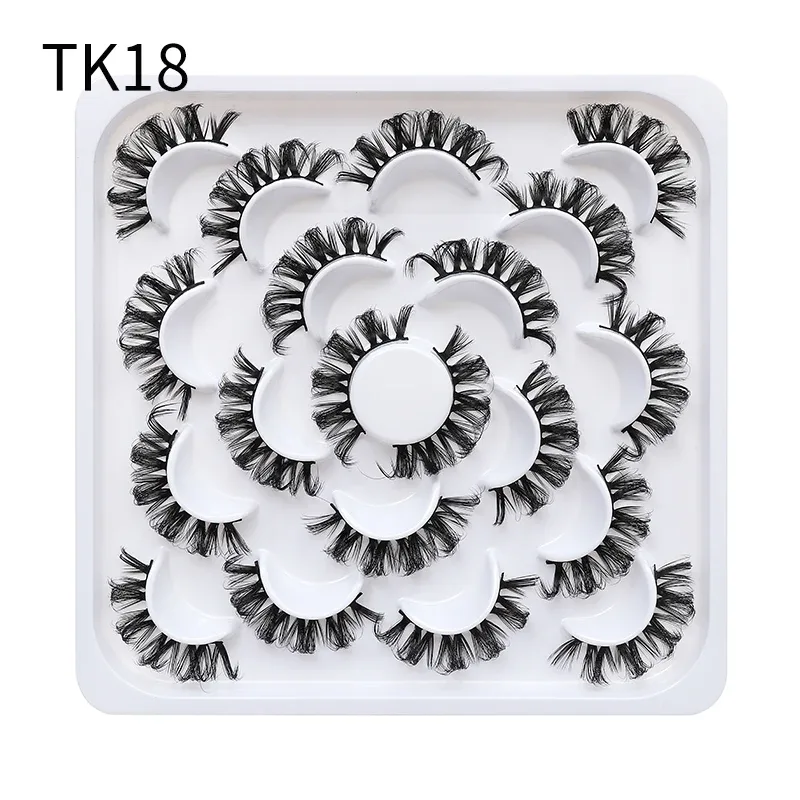 10 זוגות רוסי DD Curl Bulk Fluffy Strip ריסים טבעיים רכים מלאכותיים ריסים מלאכותיים לשימוש חוזר בעבודת יד ליום ומסיבה