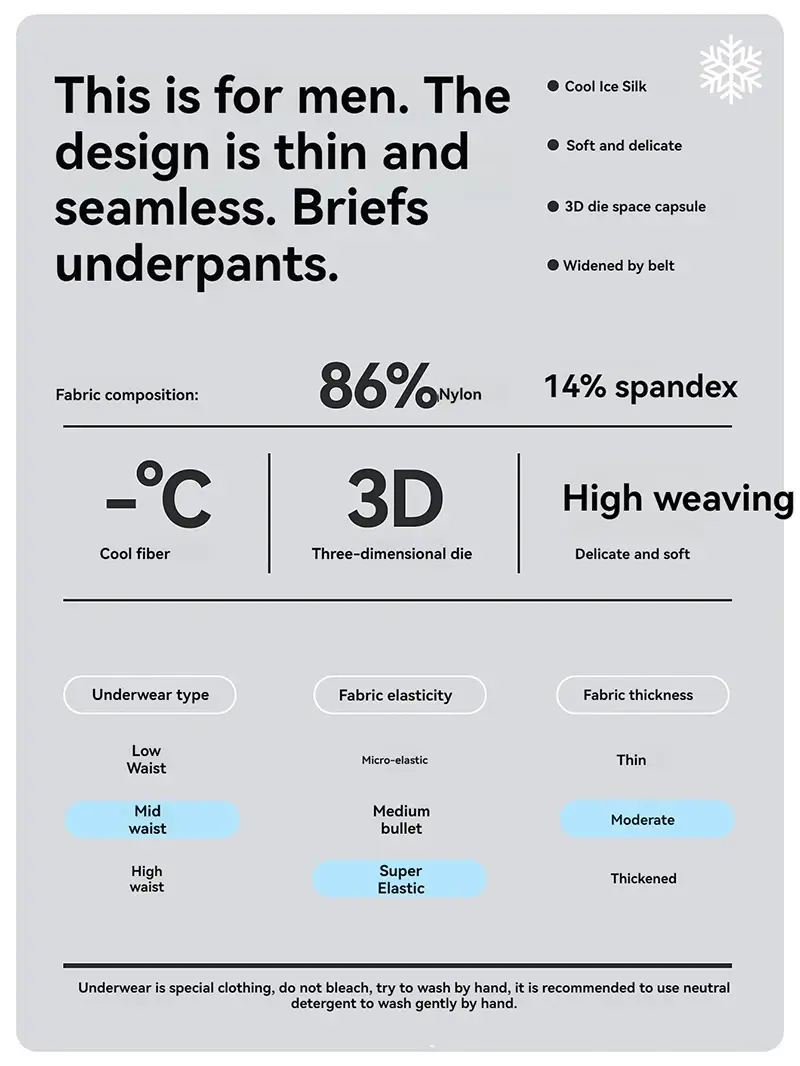 Sexy Men's Panties Seamless Ice Silk Ultra-thin Briefs Quick Drying Breathable Underpants 3D Bulge Pouch Underwear Cueca Homme