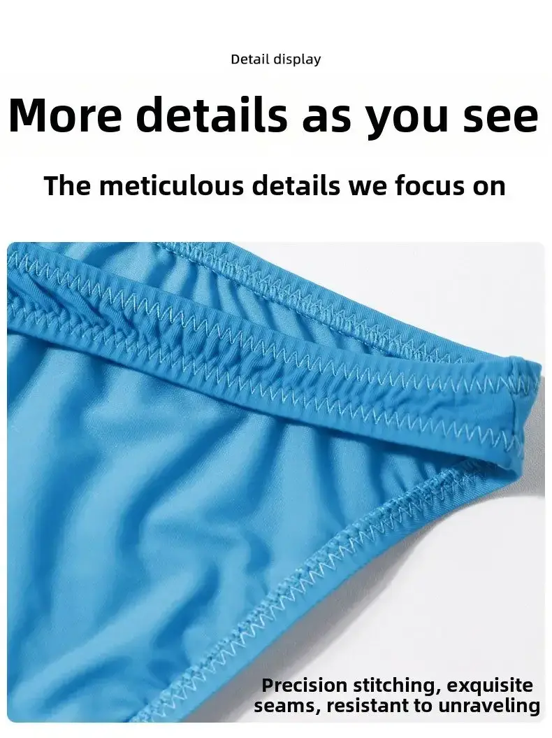 Men's Ice Silk Briefs Sexy Low-Rise U-Pouch Underwear Summer Ultra-Thin Breathable Smooth Panties Quick-Dry Cool Swimming Briefs