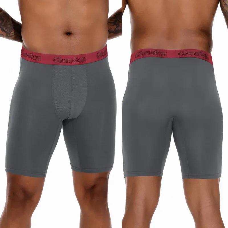 4 Stück gemischte Farben, schnell trocknende Boxershorts mit langem Bein, Unterhose, Unterwäsche für Zuhause und Sport, hochwertige Herrenhöschen