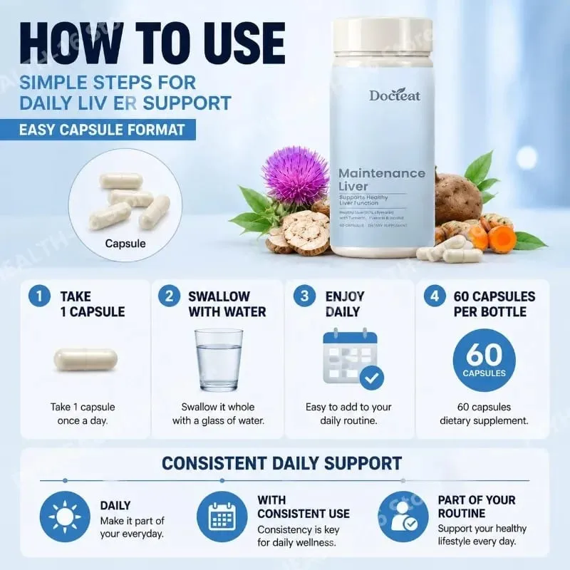 Liver Wellness Support Capsules with Milk Thistle Turmeric Extract Magnesium Glycinate Vitamin C E Herbal Formula 60 Capsules