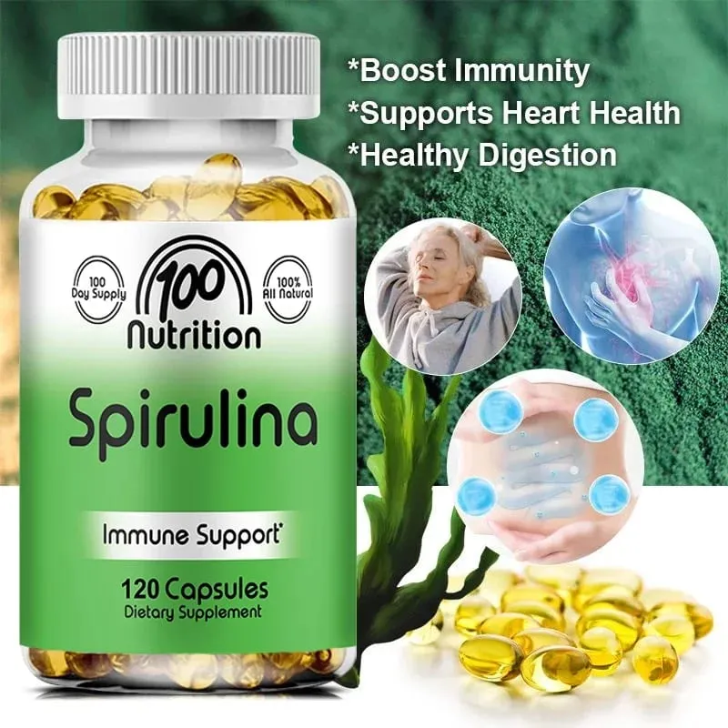Organic Spirulina 2000 Mg Supplement - Tumutulong sa Detoxification Immune System Cardiovascular Antioxidants B Vitamins