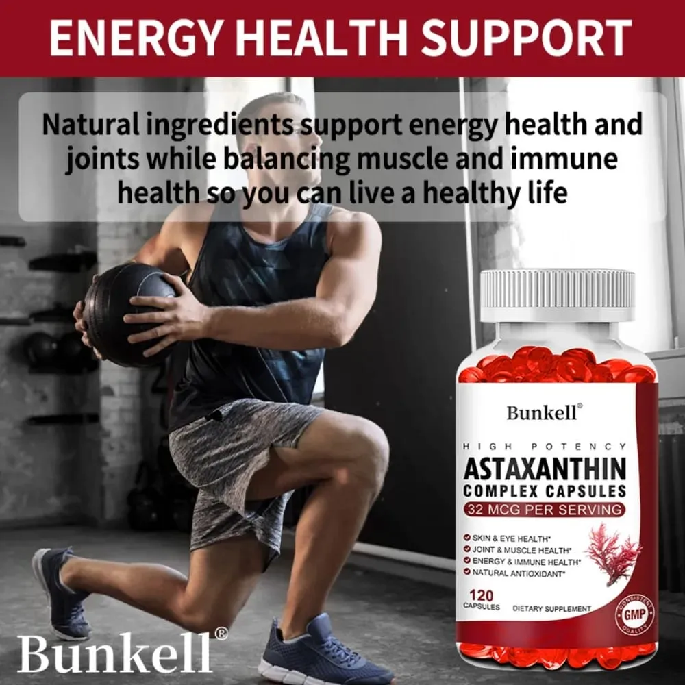 Astaxanthin Complex Capsules - with Fish Oil Antioxidant Supports Vision Eye and Skin Muscle Joint and Immune Health