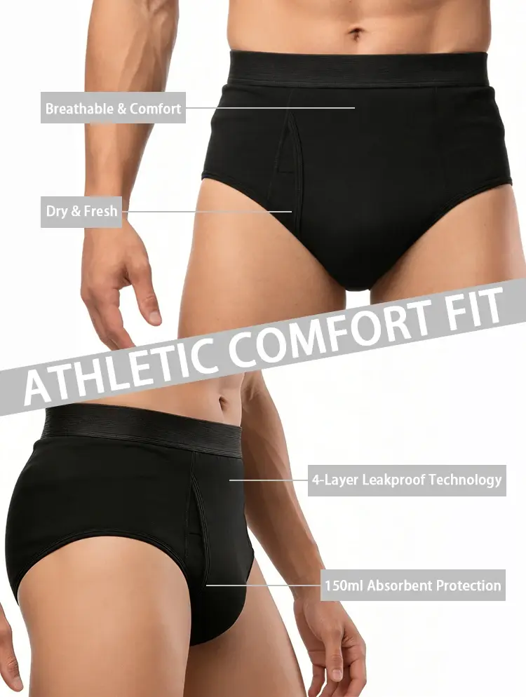 Incontinence Men Briefs Elder Cozy Urinary Panties Odorless Boxers Maximum Absorbency Boyshorts Leak Proof Cotton Underpants
