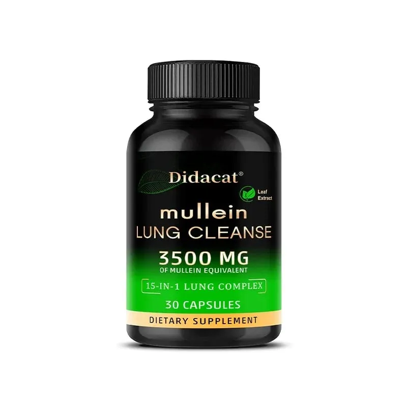 Mullein Leaf Extract Supplement Vitamin C Mineral Lung Cleansing Immune System Support 120 Capsules Health Supplement