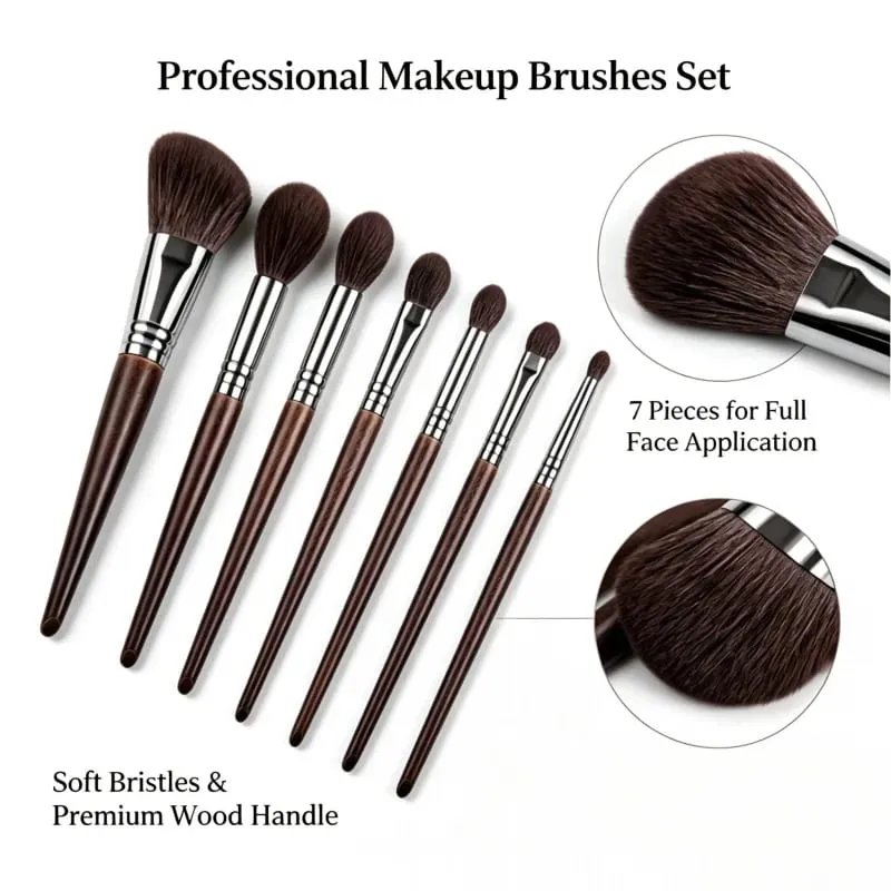 Set ng Makeup Brush na Natural na Buhok ng Kambing Professional Makeup Kit Blending Shader Smudging Cosmetic Brushes
