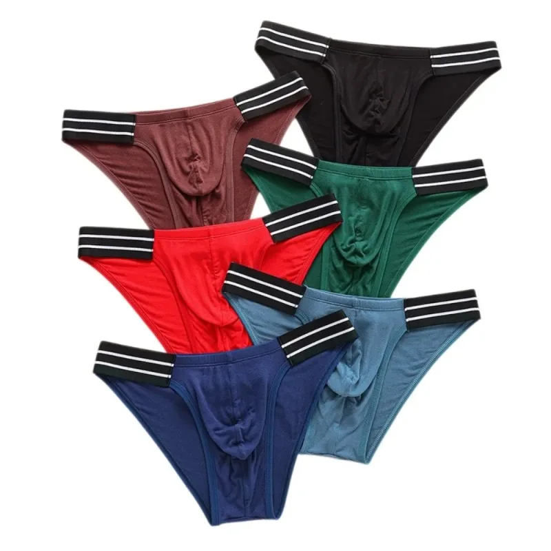 Lingerie Men's Triangle Panties Mid Waist Breathable Men Thin Briefs Stripe Large Size Underwear for Men Four Seasons