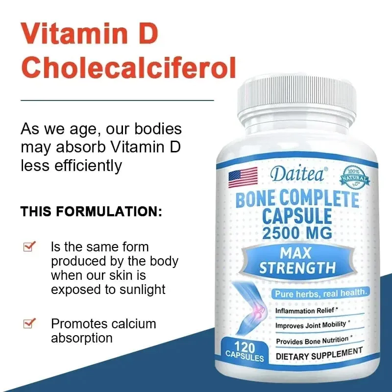 Bone Complete Capsules Containing Calcium and Vitamins D K & C for Joint Health Bone Skin Nail Health and Osteoporosis