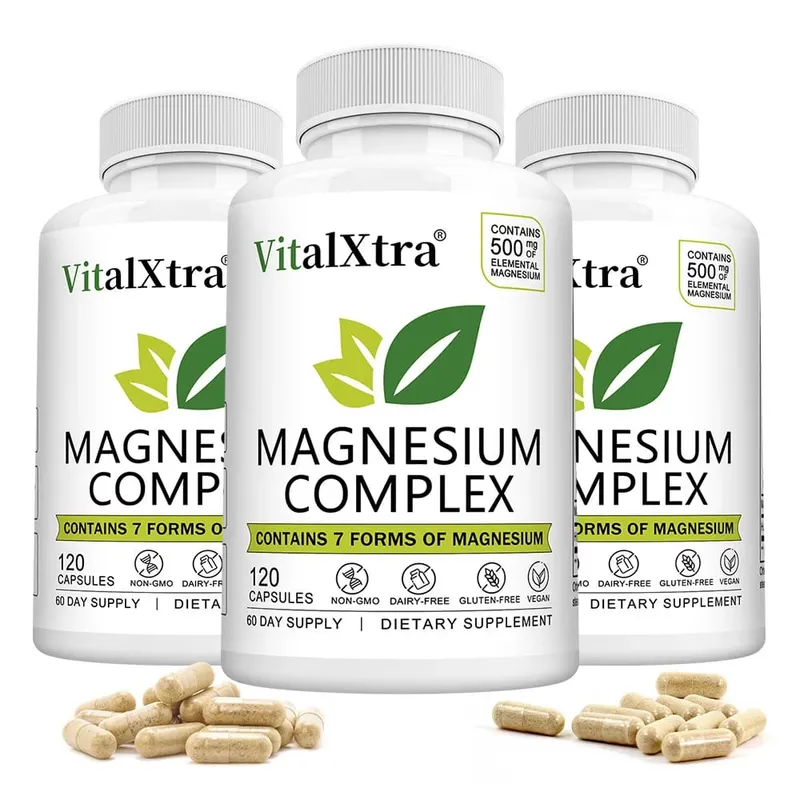 Magnesium Complex Supplement 7-in-1 Bisglycinate Chelate Oxide Malate Orotate Taurate Citrate Magnesium for Calm Sleep