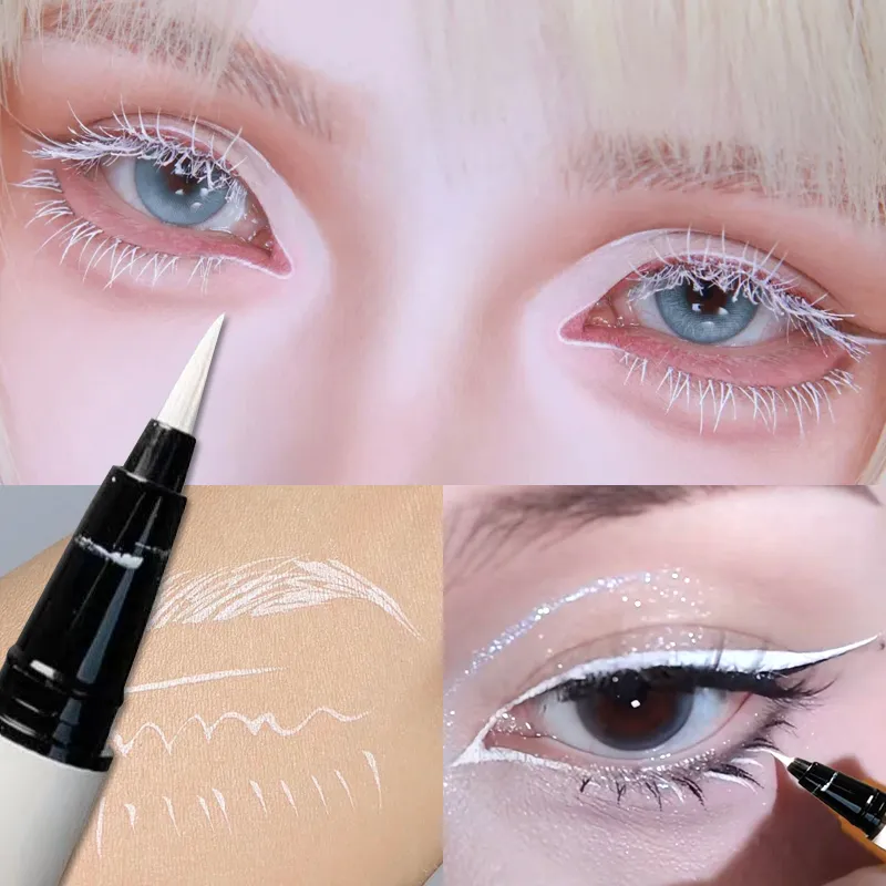 Εξαιρετικά λεπτό ματ λευκό eyeliner Liquid στυλό αδιάβροχο, ανθεκτικό στον ιδρώτα, μακράς διαρκείας, λείο και απαλό μακιγιάζ ματιών με υψηλή χρωστική ουσία