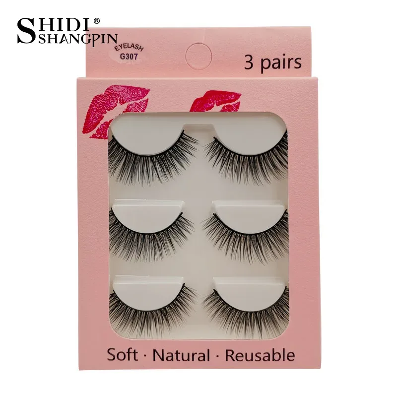 Faux Cils 3 Pairs Ψεύτικες Βλεφαρίδες Φυσικές μακριές 3D Βιζόν Βλεφαρίδες Απαλές Αφράτες Χειροποίητες Ψεύτικες Βλεφαρίδες Εργαλεία Μακιγιάζ Ματιών Maquiagem