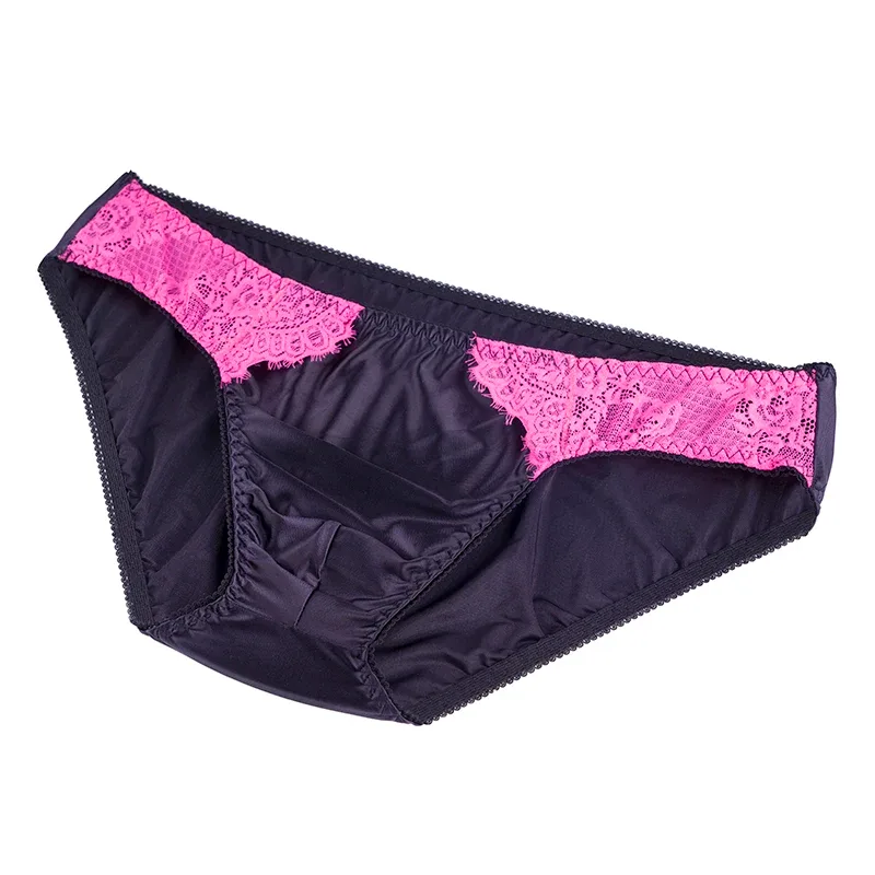 Men's Sexy Briefs Comfortable Healthy Elastic Soft Pouch mid Waist Pure Underwear Men's lace shiny gay underwear