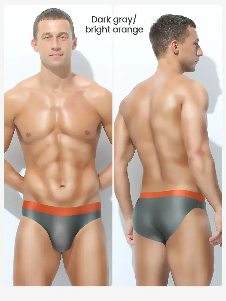 Men's ice silk seamless underwear 3D punch mold triangular underpants summer thin bottom pants Men's sports shorts