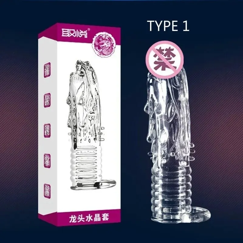 4 Types Thicken Penis Enlarge Sleeve Reusable Condom Cock Extender Delay Ejaculation Sex Toys for Men Intimate Goods
