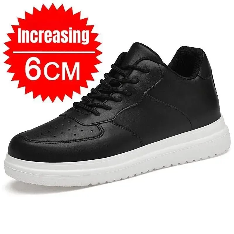 Új magasságnövelő cipő férfiaknak 10 cm-es láthatatlan liftes tornacipő fehér bőr Sport Zapatillas De Hombre nagy 46-os