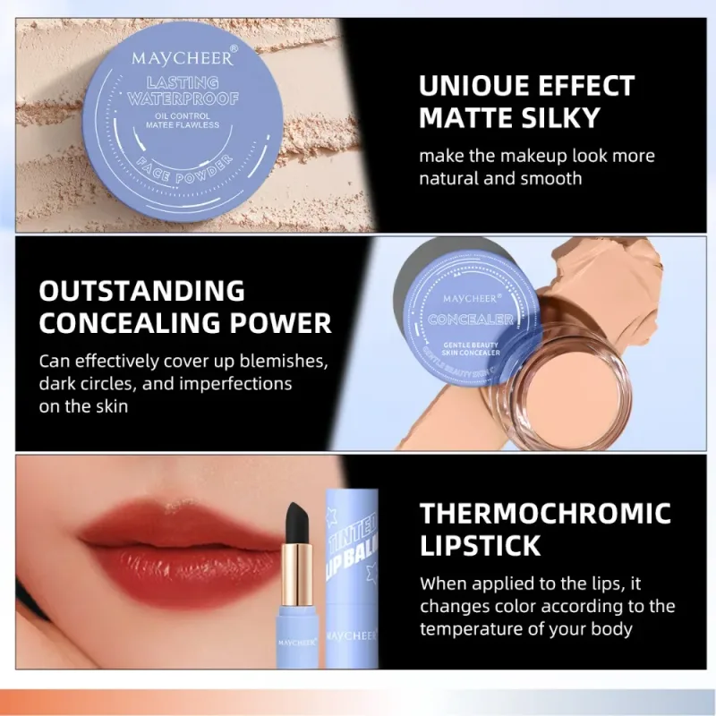Επαγγελματικό Κιτ Μακιγιάζ Foundation Powder Lip Gloss Eyeliner Μολύβι φρυδιών Σετ καλλυντικών για όλο το πρόσωπο για γυναίκες Ταξίδια