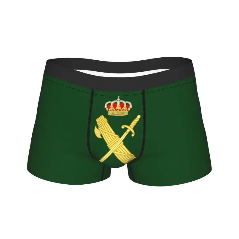 Flag of Spain Plus Emblem Civil Guard Men's Underwear Spanish Boxer Briefs Shorts Panties Funny Soft Underpants for Male S-XXL