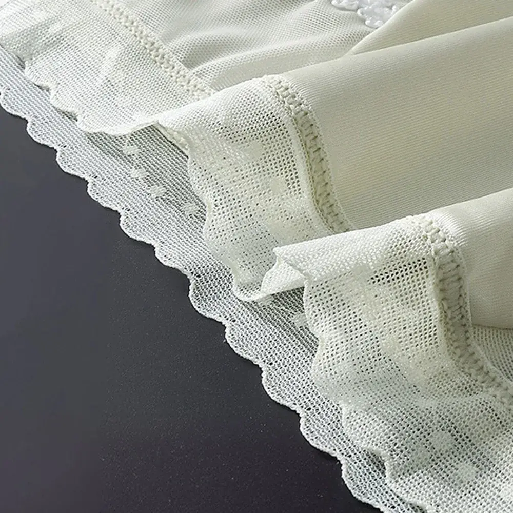 Men's Low Waist Triangle Underwear Sexy Elastic Lace Trim Silk Pouch Ultra-Thin Seamless Underpants plus Size Lingerie