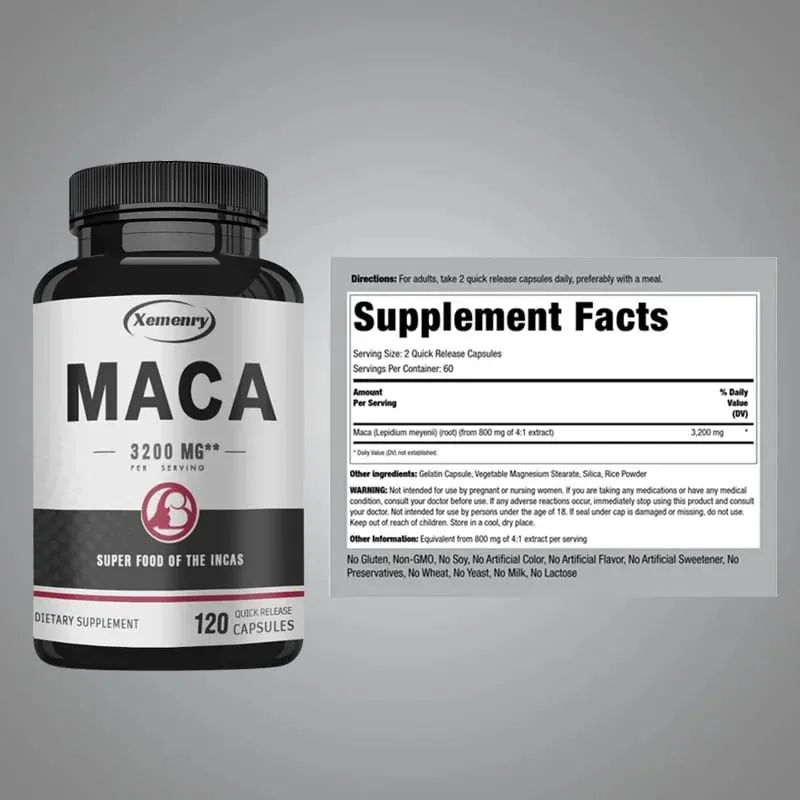 Ultimate Organic Black Maca Capsule Supplement 3200 Mg (per Serving) 120 Quick Release Capsules Men's Enhancement Formula