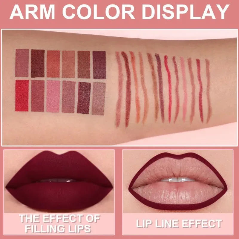 6 τμχ Σετ στυλό Lip Liner Μεγάλης διάρκειας Αδιάβροχο Αδιάβροχο Εύκολο Χρώμα που δεν ξεθωριάζει Σετ Lip Gloss Beauty Makeup
