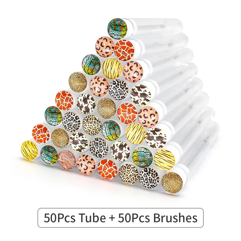 10/50pcs Leopard Style Reusable Makeup Brushes Tube Eyelashes Eyebrow Brush Mapapalitang Brushes Dust-proof Make Up Tools