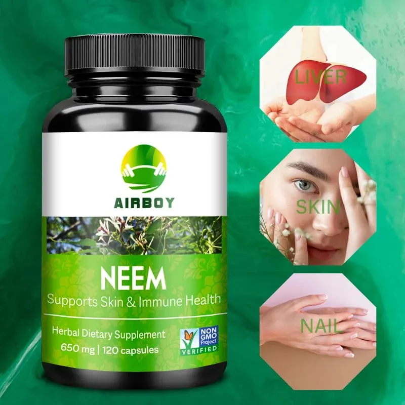 Organic Neem Supplement - Herbal Acne Supplements Supporting Clear Skin and Detox Supports Immune Health