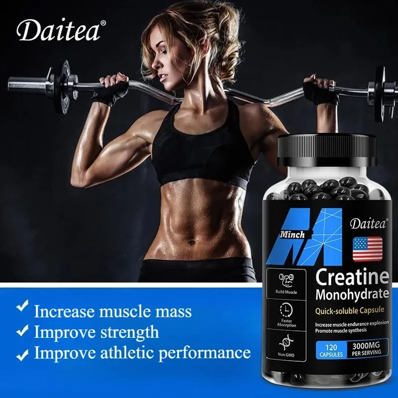 Creatine Monohydrate 3000 Mg-Build Muscle Improve Athletic Performance Fitness Energy Generation Adult Nutritional Supplement