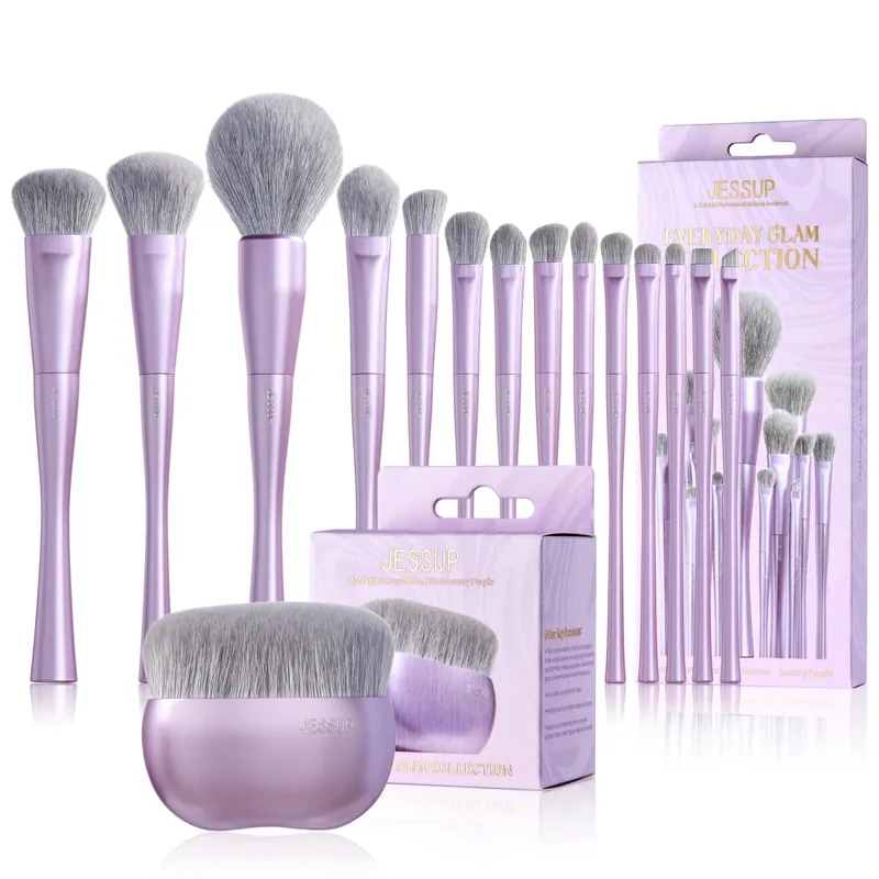 Σετ πινέλα μακιγιάζ Jessup 4/6/7/10/14/15 τεμ. Foundation MakeUp Brush Face Shadow Eyeshadow Blending Highlighting Concealer Luxury Purple