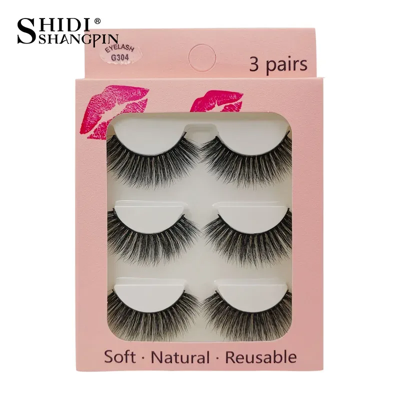 Faux Cils 3 Pairs Ψεύτικες Βλεφαρίδες Φυσικές μακριές 3D Βιζόν Βλεφαρίδες Απαλές Αφράτες Χειροποίητες Ψεύτικες Βλεφαρίδες Εργαλεία Μακιγιάζ Ματιών Maquiagem