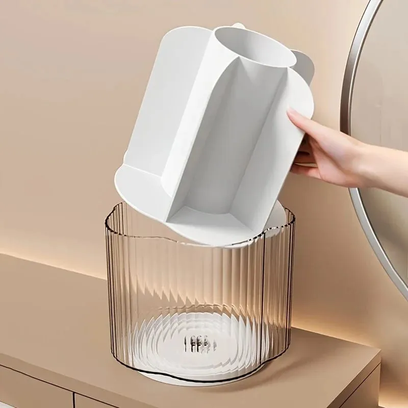 360° Umiikot na Makeup Brush Holder Nababakas 6 Grids Cosmetics Storage Box Round Revolving Makeup Brushes Tools Organizer Box — image 3
