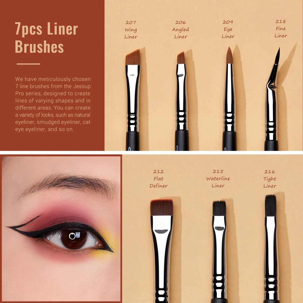 Jessup Eye Makeup Brushes Set Propesyonal na Makeup Brush Synthetic Eye Blending Brush Eyeshadow Brush Eyebrow Crease Shader T341