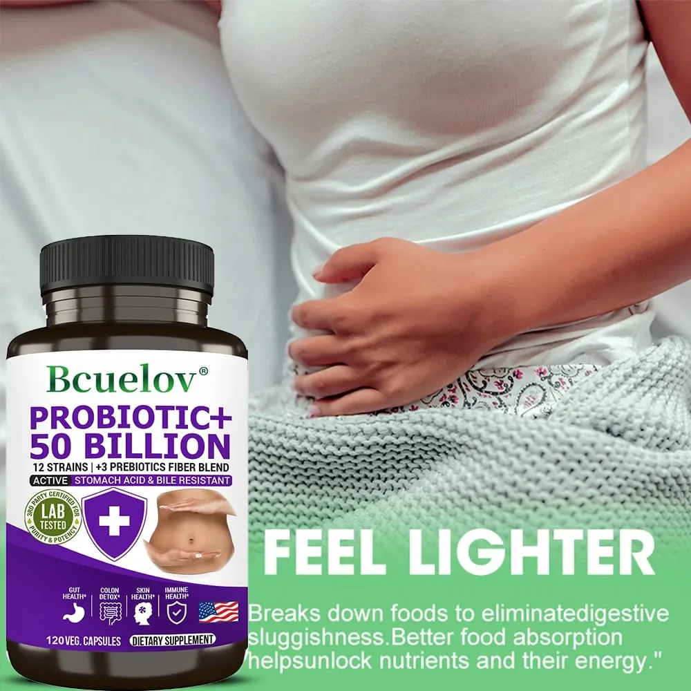Probiotics + Prebiotics - Improve Digestion & Immunity Relieves Constipation Colon Detox Support Intestinal Health Supplement