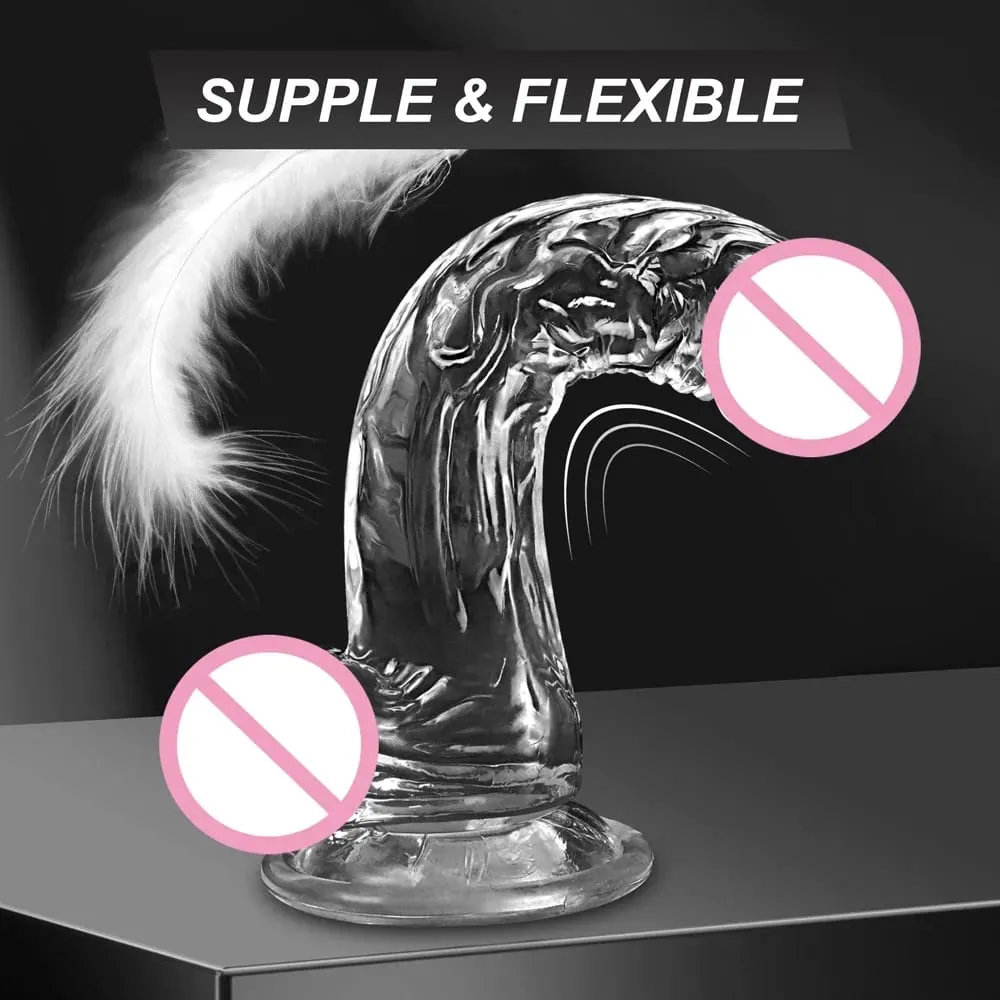 4 Sizes Transparent Soft Jelly Dildo Realistic Fake Dick Penis Sucker Butt Plug Sex Toys for Woman Men Vagina Anal Sex Toys