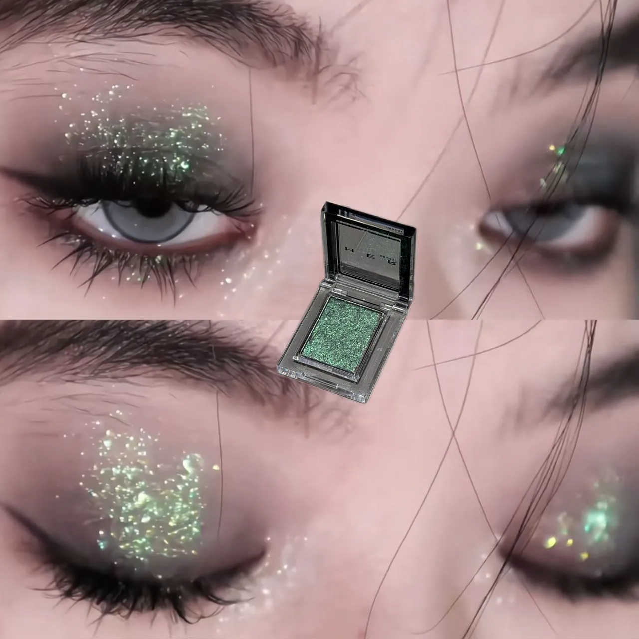 Μονόχρωμη μπλε μεταλλική σκιά ματιών Diamond Glitter Green Eye Shadow Highlighter Palette Sparkling Pearlescent Purple Eyes Makeup