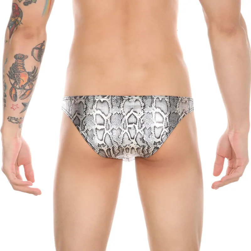 Mens Snake Skin Patterned Briefs with Sexy Bulge Pouch Bikini Underwear Comfortable Underpants by WANGJIANG Brand
