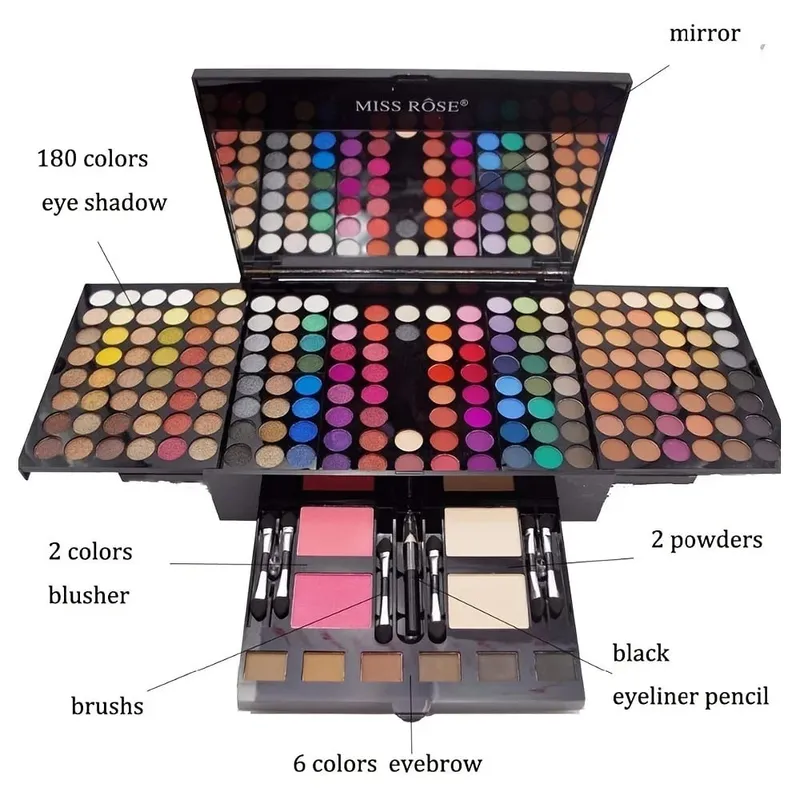 180 Έγχρωμη θήκη για πιάνο Eye Shadow Powder Blusher Σετ πλάκα μακιγιάζ Πολυλειτουργικό κουτί μακιγιάζ Δώρο ανθεκτικό και φορητό