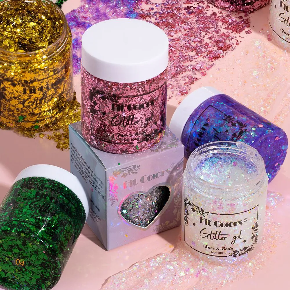 100ml Glitter Gel Eye Shadow Liquid Face Body Large Sequin Gel Πολυλειτουργικό Πολύχρωμο Loose Sequins Cream Party Διακόσμηση