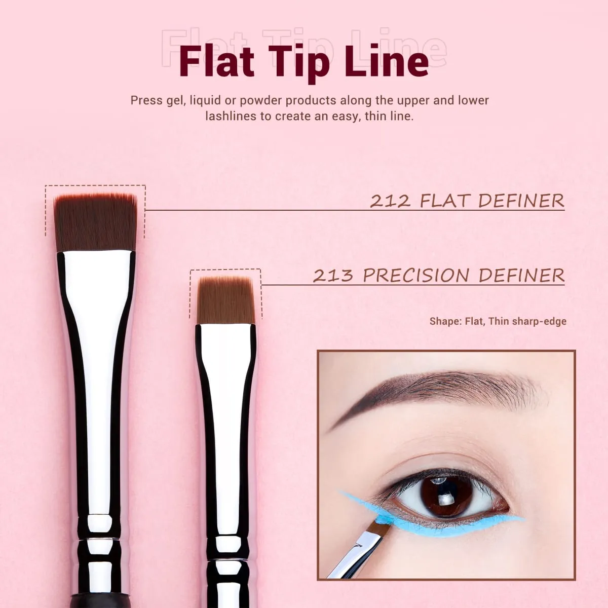 Jessup Eyeliner Brushes set 11pcs Pro Eyeliner Brushes Tapered Angled Flat Ultra Fine Precision Eye Makeup brushes set T324