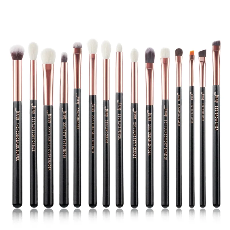 Jessup Makeup Brushes Set 10-25pcs Foundation Powder Eyeshadow Liner Brush Blending Highlighter Brocha Maquillaje RoseGold/Black
