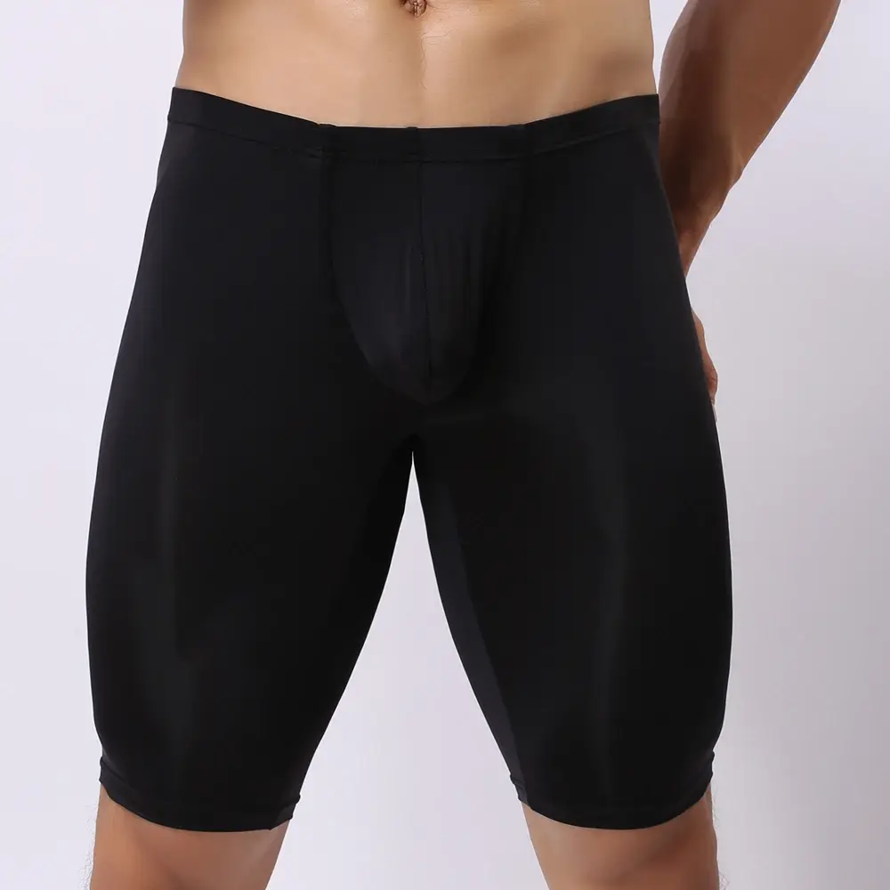 Mannen Ultradunne Ondergoed Transparante Heren Boxer Beeldhouwen Halve lengte Effen U Bolle Pouch Boxer Heren Lange Ondergoed