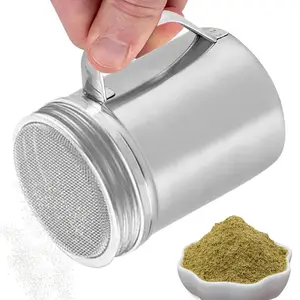 Stainless Steel Shaker Powdered Sugar Shaker Duster With Handle Metal Shakers Fine Mesh Pepper Shakers Salt And Pepper Shakers