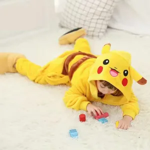 Smile pikachu لباس پسرانه دخترانه Onesie انیمه زمستانی لباس خواب فلانل کت و شلوار گرم Pokemon Kigurumis