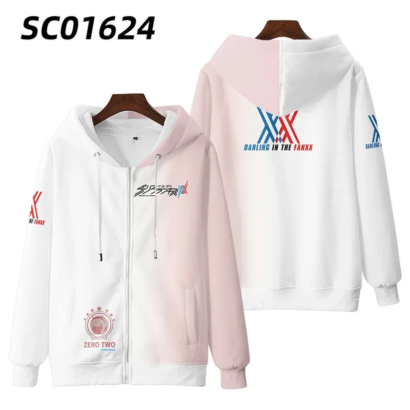انیمه داغ ژاپنی Darling In The Franxx Cosplay Zipper Hoodies چاپ سه بعدی مردانه هیپ هاپ ورزشی زنانه زیپ هودی لباس مردانه