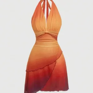 Gradient butterfly Asymmetrisk Rygløs Spaghetti Strap Kjole