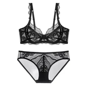 Set Lingerie Renda Push Up Ultra Tipis Gaya Victoria Keluaran Baru Set Bra Bersirkulasi Nyaman Tanpa Bantalan Pengangkat Berkawat Lembut