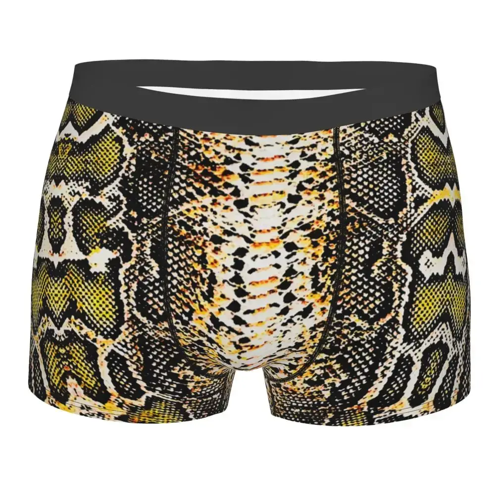 Sous-vêtements imprimés peau de serpent personnalisés pour hommes, Boxer extensible à Texture animale, slip short, culotte douce pour Homme