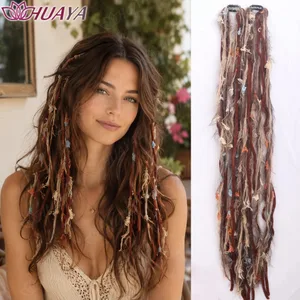 합성 다채로운 클립 인 헤어 익스텐션 Boho Yarn Dreadlock Braids Festival 파티 헤어 액세서리 여성용